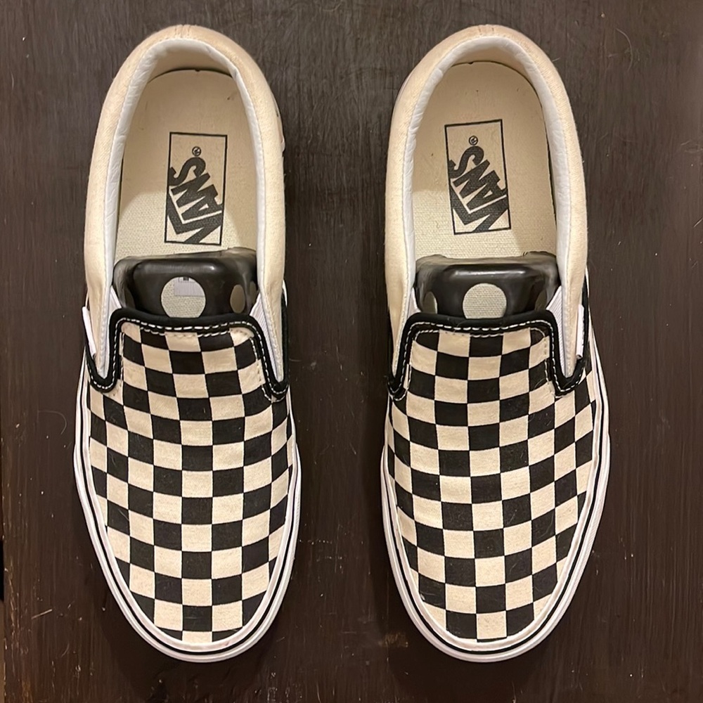Vans checkered slip ons